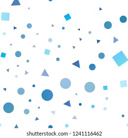 Light BLUE vector seamless cover in polygonal style with circles. Abstract illustration with colorful dots, lines, cubes. Trendy design for wallpaper, fabric makers.