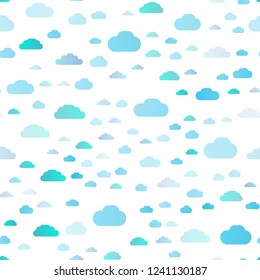 Light BLUE vector seamless cover with clouds. Colorful illustration consisted of abstract clouds. Pattern for design of fabric, wallpapers.