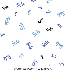 Light BLUE vector seamless cover with symbols of sales. Gradient illustration with discount signs on white backdrop. Template for season sales, shopping ads.
