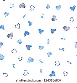 Light BLUE vector seamless cover with quote LOVE YOU, hearts. Colorful gradient phrase LOVE YOU, hearts in abstract style. Template for business cards, websites.