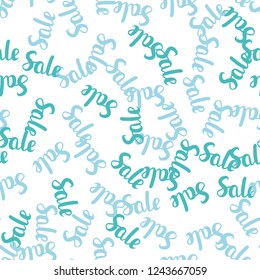 Light BLUE vector seamless cover with symbols of 70, 90 % sales. Shining colorful illustration with isolated selling prices. Pattern for ads, posters, banners of sales.