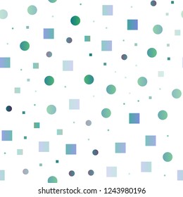 Light BLUE vector seamless cover with circles, cubes. Abstract backdrop with colorful circles, rectangles. Template for business cards, websites.