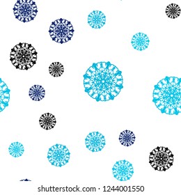 Light BLUE vector seamless cover with beautiful snowflakes. Modern geometrical abstract illustration with crystals of ice. Pattern for design of fabric, wallpapers.