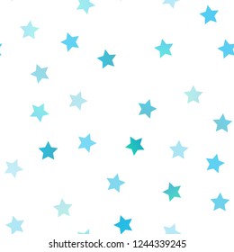 Light BLUE vector seamless cover with small and big stars. Modern geometrical abstract illustration with stars. The pattern can be used for wrapping gifts.