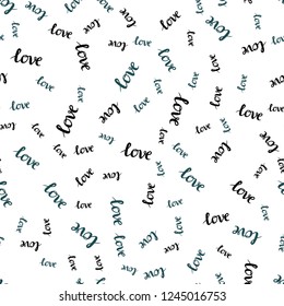 Light BLUE vector seamless cover with quote LOVE YOU. Illustration with phrase LOVE YOU for valentine's day. Pattern for trendy fabric, wallpapers.