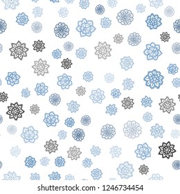 Light BLUE vector seamless cover with beautiful snowflakes. Glitter abstract illustration with crystals of ice. Design for textile, fabric, wallpapers.