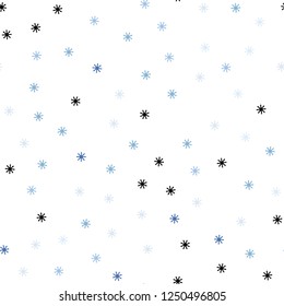 Light BLUE vector seamless cover with beautiful snowflakes. Colorful snowflakes with gradient on abstract background. Template for business cards, websites.