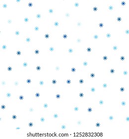 Light BLUE vector seamless cover with beautiful snowflakes. Glitter abstract illustration with crystals of ice. Pattern for trendy fabric, wallpapers.