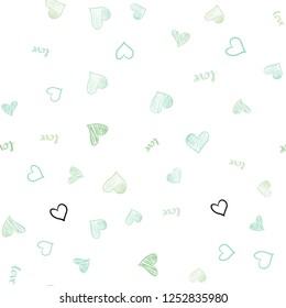 Light BLUE vector seamless cover with quote LOVE YOU, hearts. Design in doodle style with text LOVE YOU, hearts. Design for wallpaper, fabric makers.