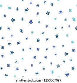 Light BLUE vector seamless cover with beautiful snowflakes. Glitter abstract illustration with crystals of ice. Pattern for design of fabric, wallpapers.