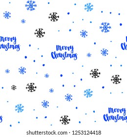 Light BLUE vector seamless cover with beautiful snowflakes. Shining colorful illustration with snow in christmas style. Trendy design for wallpaper, fabric makers.