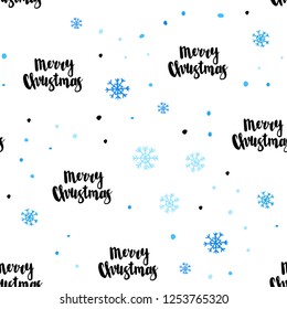 Light BLUE vector seamless cover with beautiful snowflakes. Modern geometrical abstract illustration with snowflakes. Pattern for trendy fabric, wallpapers.