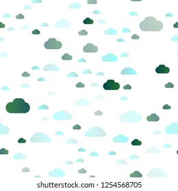 Light BLUE vector seamless cover with clouds. Illustration with abstract gradient clouds. Template for business cards, websites.