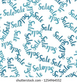 Light BLUE vector seamless cover with symbols of 70, 90 % sales. Gradient illustration with discount signs on white backdrop. Template for season sales, shopping ads.