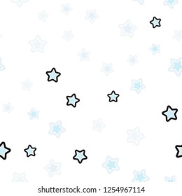 Light BLUE vector seamless cover with small and big stars. Blurred decorative design in simple style with stars. Pattern for design of fabric, wallpapers.
