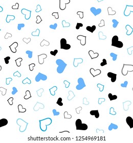 Light BLUE vector seamless cover with Shining hearts. Decorative shining illustration with hearts on abstract template. Pattern can be used for valentine's ad, booklets.