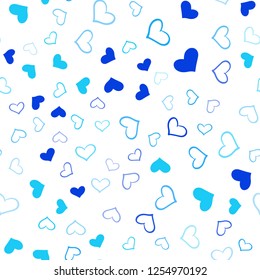 Light BLUE vector seamless cover with Shining hearts. Hearts on blurred abstract background with colorful gradient. Pattern for carnival, festival romantic leaflets.