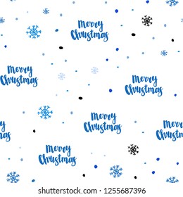Light BLUE vector seamless cover with beautiful snowflakes. Modern geometrical abstract illustration with snowflakes. Template for business cards, websites.