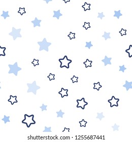 Light BLUE vector seamless cover with small and big stars. Blurred decorative design in simple style with stars. Template for business cards, websites.