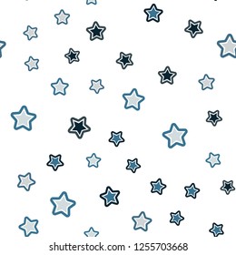 Light BLUE vector seamless cover with small and big stars. Shining colored illustration with stars. Design for wallpaper, fabric makers.