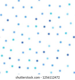 Light BLUE vector seamless cover with beautiful snowflakes. Glitter abstract illustration with crystals of ice. Texture for window blinds, curtains.