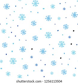 Light BLUE vector seamless cover with beautiful snowflakes. Modern geometrical abstract illustration with snowflakes. Pattern for design of fabric, wallpapers.