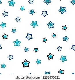 Light BLUE vector seamless cover with small and big stars. Blurred decorative design in simple style with stars. Texture for window blinds, curtains.