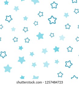 Light BLUE vector seamless cover with small and big stars. Shining colored illustration with stars. Texture for window blinds, curtains.