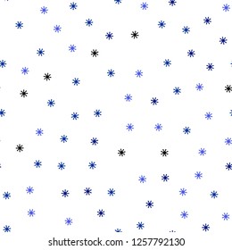 Light BLUE vector seamless cover with beautiful snowflakes. Shining colorful illustration with snow on abstract template. Pattern for trendy fabric, wallpapers.