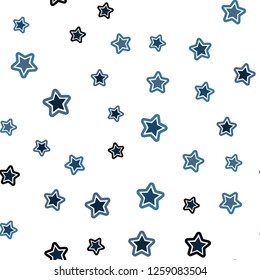 Light BLUE vector seamless cover with small and big stars. Modern geometrical abstract illustration with stars. Template for business cards, websites.
