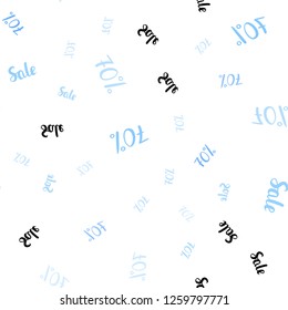 Light BLUE vector seamless cover with symbols of 70 % sales. Colorful set of  percentage signs in simple style. Design for business ads, commercials.