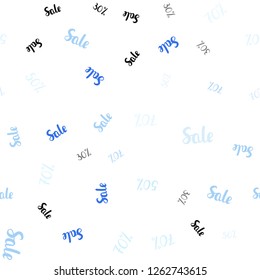 Light BLUE vector seamless cover with symbols of 30, 50, 70 % sales. Abstract illustration with colorful gradient symbols of sales. Template for season sales, shopping ads.