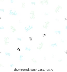 Light BLUE vector seamless cover with symbols of 30, 50, 70 % sales. Colored words of sales with gradient on white background. Backdrop for ads, leaflets of Black Friday.