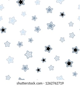 Light BLUE vector seamless cover with small and big stars. Shining colored illustration with stars. Texture for window blinds, curtains.