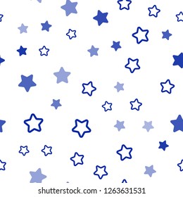 Light BLUE vector seamless cover with small and big stars. Blurred decorative design in simple style with stars. Texture for window blinds, curtains.