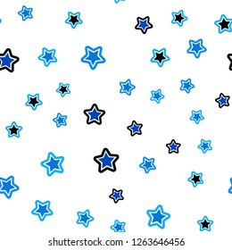 Light BLUE vector seamless cover with small and big stars. Modern geometrical abstract illustration with stars. Pattern for design of fabric, wallpapers.