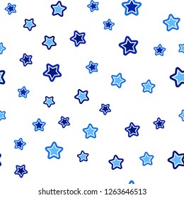 Light BLUE vector seamless cover with small and big stars. Stars on blurred abstract background with gradient. Design for wallpaper, fabric makers.