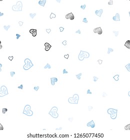 Light BLUE vector seamless cover with Shining hearts. Hearts on blurred abstract background with colorful gradient. Pattern for carnival, festival romantic leaflets.