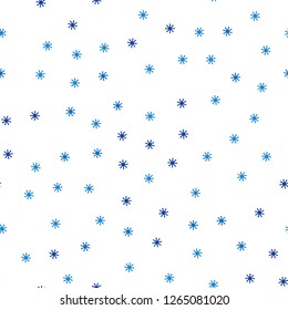Light BLUE vector seamless cover with beautiful snowflakes. Colorful snowflakes with gradient on abstract background. Design for wallpaper, fabric makers.