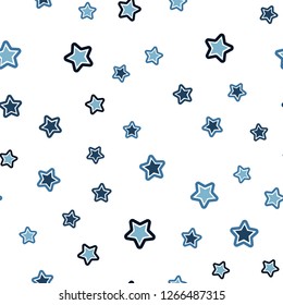 Light BLUE vector seamless cover with small and big stars. Blurred decorative design in simple style with stars. Texture for window blinds, curtains.