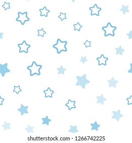 Light BLUE vector seamless cover with small and big stars. Blurred decorative design in simple style with stars. Template for business cards, websites.