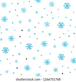 Light BLUE vector seamless cover with beautiful snowflakes. Glitter abstract illustration with crystals of ice. Trendy design for wallpaper, fabric makers.