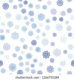 Light BLUE vector seamless cover with beautiful snowflakes. Glitter abstract illustration with crystals of ice. Trendy design for wallpaper, fabric makers.