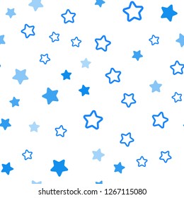 Light BLUE vector seamless cover with small and big stars. Modern geometrical abstract illustration with stars. Pattern for trendy fabric, wallpapers.