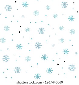 Leichte BLAU Vektor nahtlose Abdeckung mit schönen Schneeflocken. Farbige Illustration mit Schnee auf abstrakter Vorlage. Muster für die Gestaltung von Fensterläden, Vorhängen.