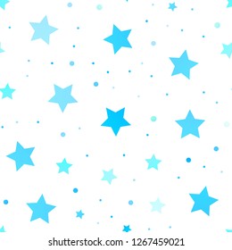 Light BLUE vector seamless cover with small and big stars. Modern geometrical abstract illustration with stars. The pattern can be used for wrapping gifts.