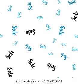 Light BLUE vector seamless cover with symbols of sales. Illustration with signs of sales on abstract template. Design for business ads, commercials.