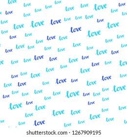 Light BLUE vector seamless cover with quote LOVE YOU. Phrase LOVE YOU with colorful gradient in abstract style. Pattern for design of fabric, wallpapers.