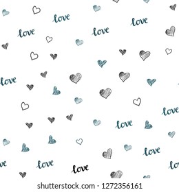Light BLUE vector seamless cover with quote LOVE YOU, hearts. Colorful illustration with quote LOVE YOU, hearts. Pattern for trendy fabric, wallpapers.
