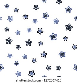 Light BLUE vector seamless cover with small and big stars. Modern geometrical abstract illustration with stars. Texture for window blinds, curtains.